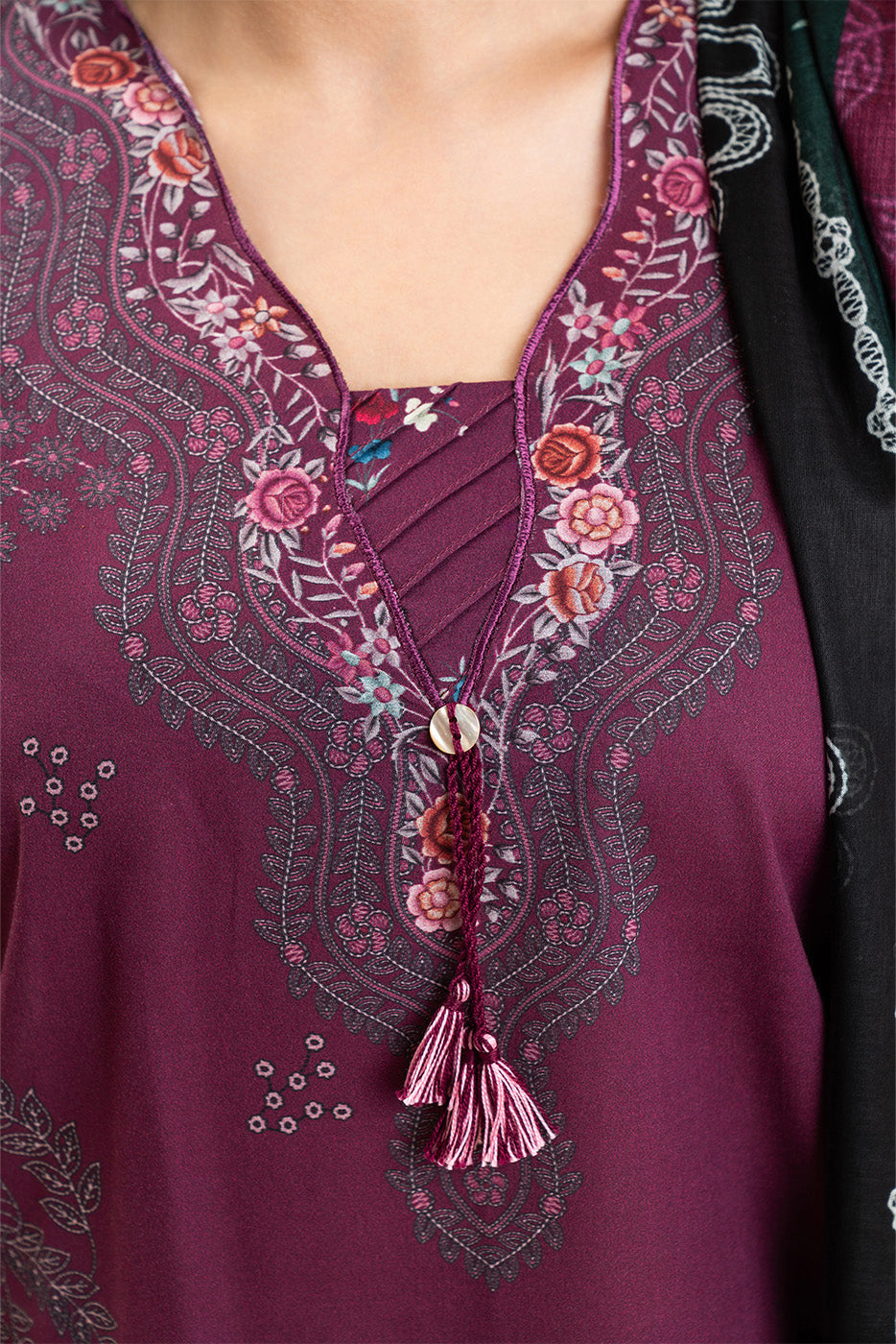 3 PIECE PRINTED LAWN SUIT-CRIMSON VIOLET (UNSTITCHED)