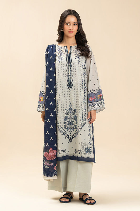 3 PIECE PRINTED LAWN SUIT-AZURE GRACE (UNSTITCHED)