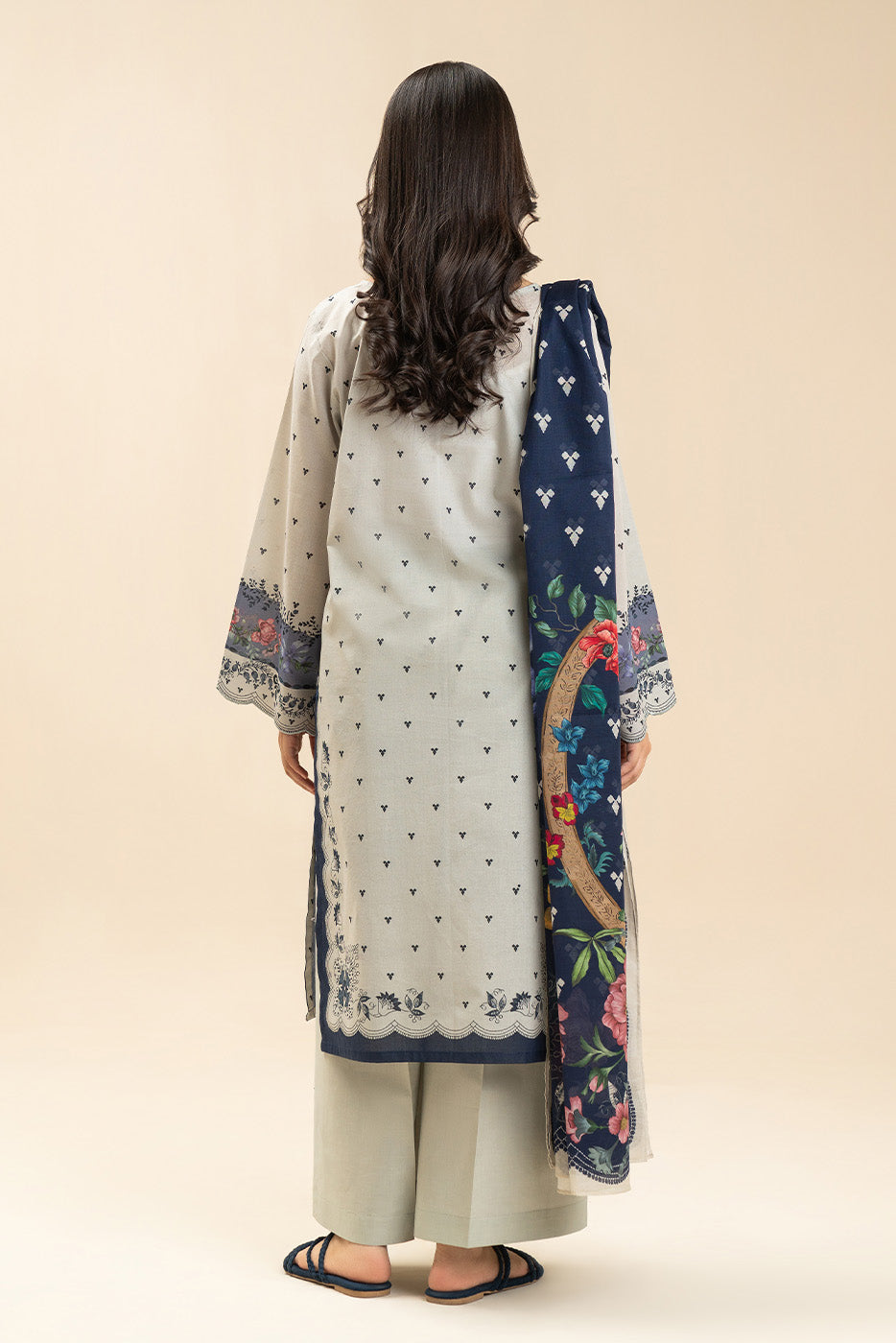 3 PIECE PRINTED LAWN SUIT-AZURE GRACE (UNSTITCHED)