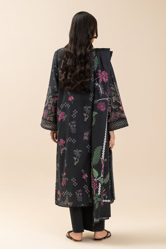 3 PIECE PRINTED LAWN SUIT-EBONY PRISTINE (UNSTITCHED)