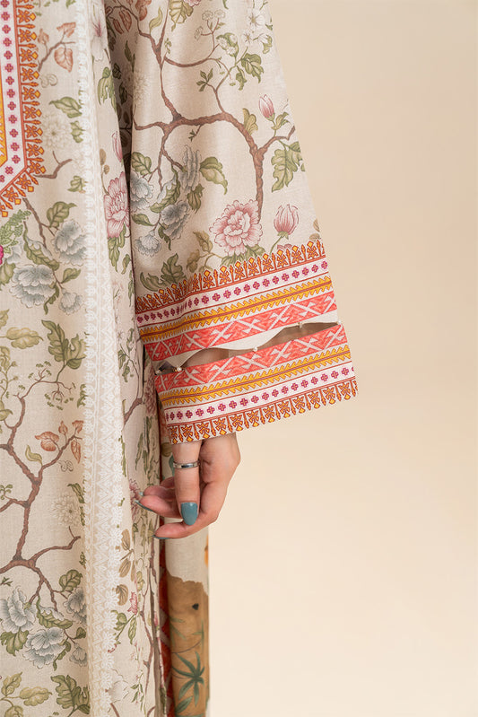 3 PIECE PRINTED LAWN SUIT-DUNE MIST (UNSTITCHED)
