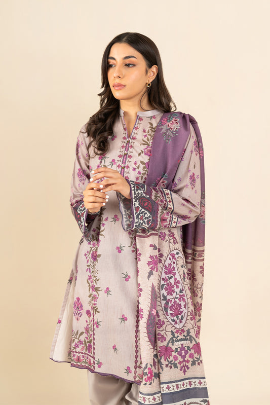 3 PIECE PRINTED LAWN SUIT-ORNATE MEADOW ( UNSTITCHED )