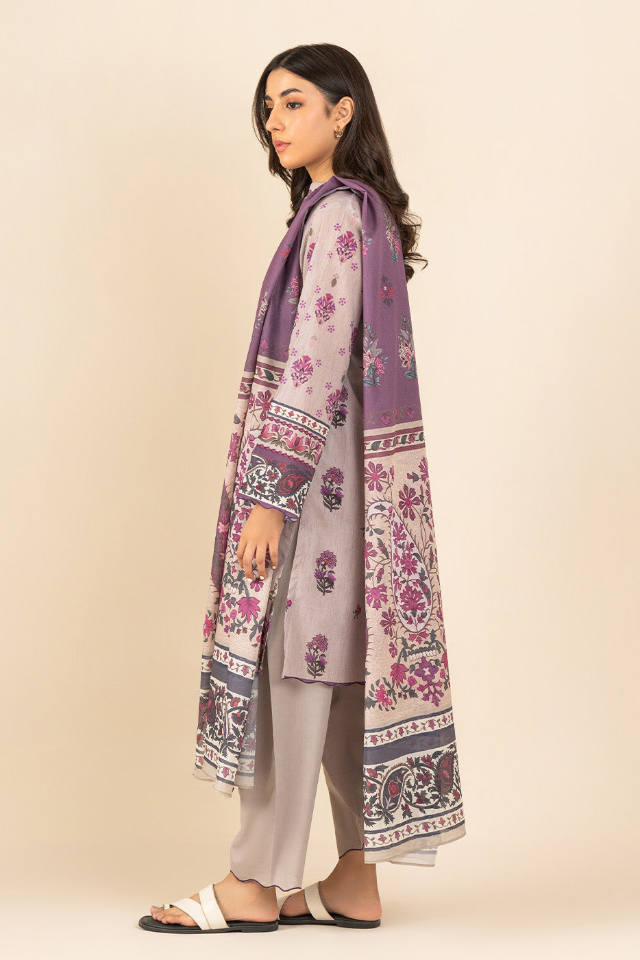 3 PIECE PRINTED LAWN SUIT-ORNATE MEADOW ( UNSTITCHED )