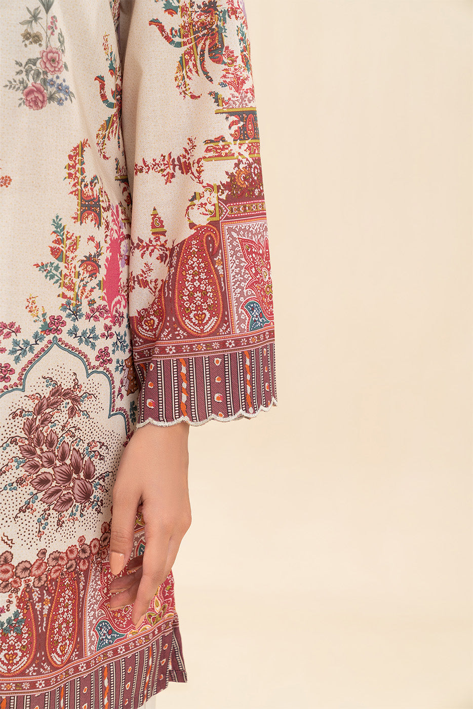 3 PIECE PRINTED LAWN SUIT-ECRU PAISLY (UNSTITCHED)