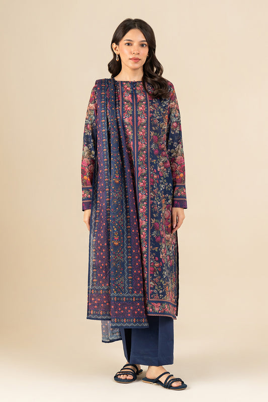 3 PIECE PRINTED LAWN SUIT-VINTAGE CARNIVAL (UNSTITCHED)