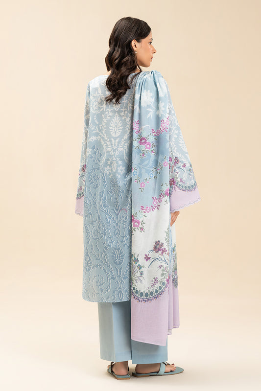 3 PIECE PRINTED LAWN SUIT-AZURE FLEUR (UNSTITCHED)