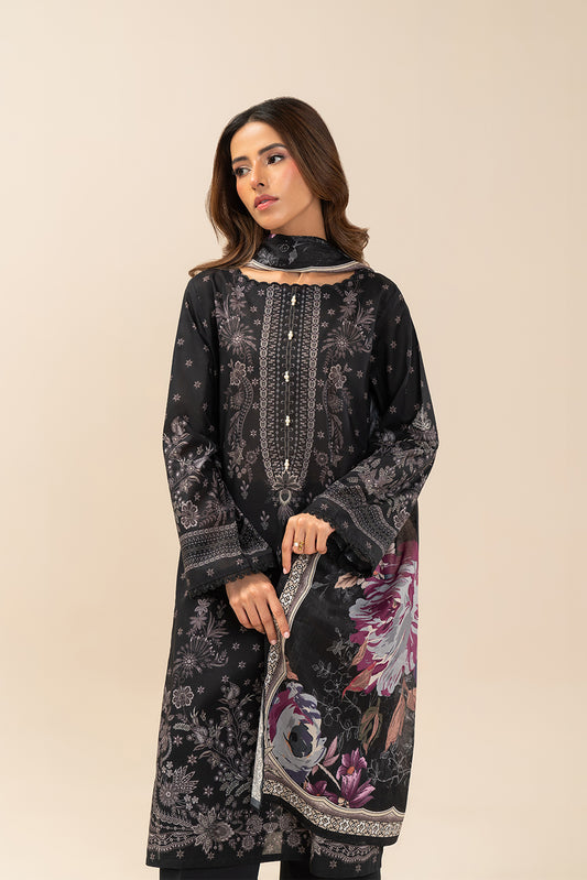 3 PIECE PRINTED LAWN SUIT-ONYX BLOOM (UNSTITCHED)