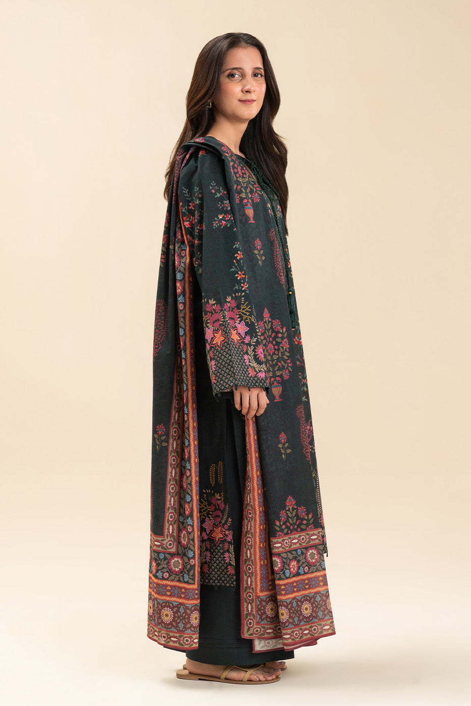3 PIECE PRINTED LAWN SUIT-FLORAL RENAISSANCE (UNSTITCHED)