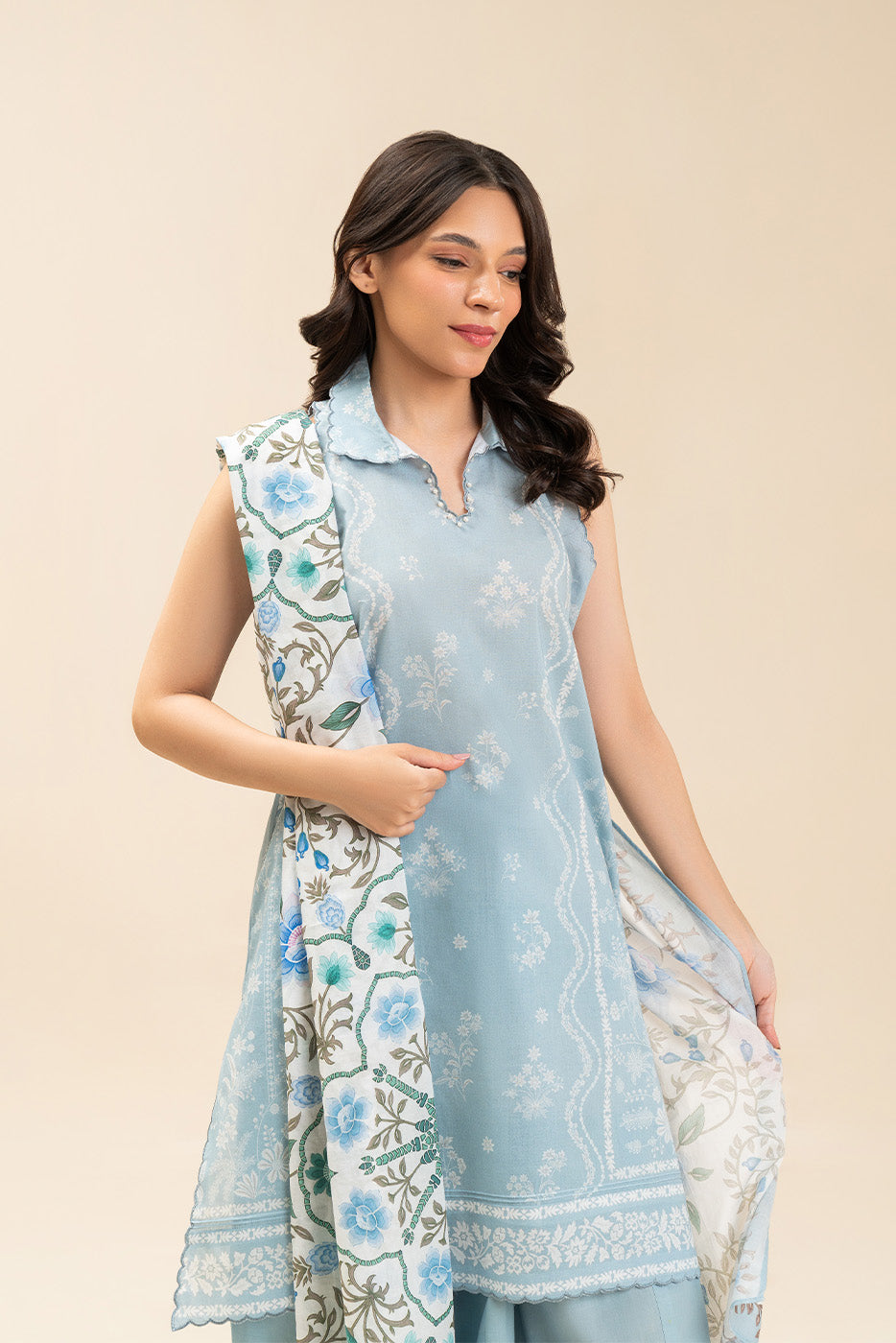 3 PIECE PRINTED LAWN SUIT-CELESTIAL BLOOMS (UNSTITCHED)