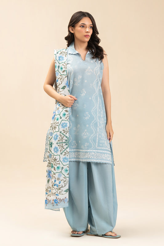 3 PIECE PRINTED LAWN SUIT-CELESTIAL BLOOMS (UNSTITCHED)