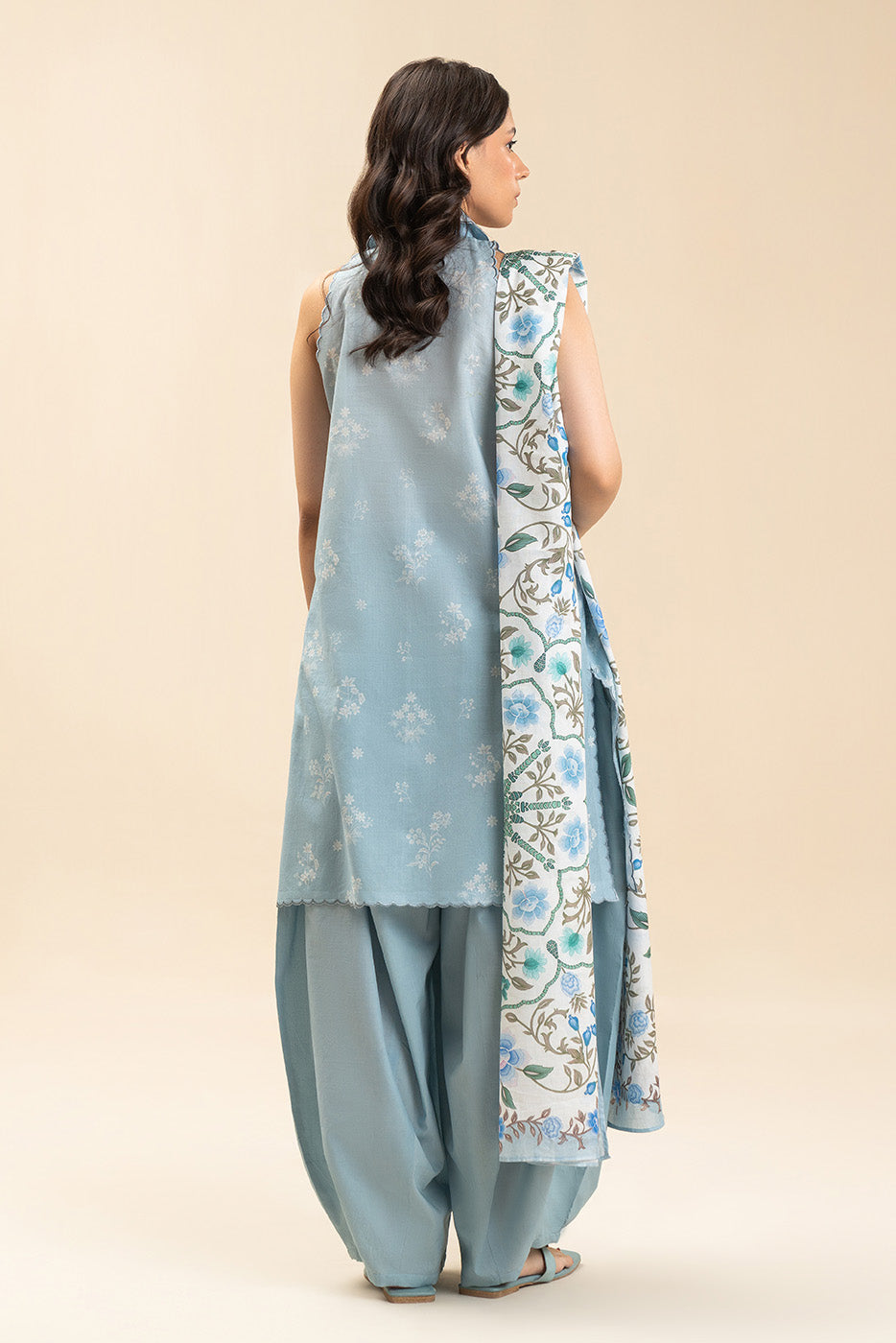 3 PIECE PRINTED LAWN SUIT-CELESTIAL BLOOMS (UNSTITCHED)