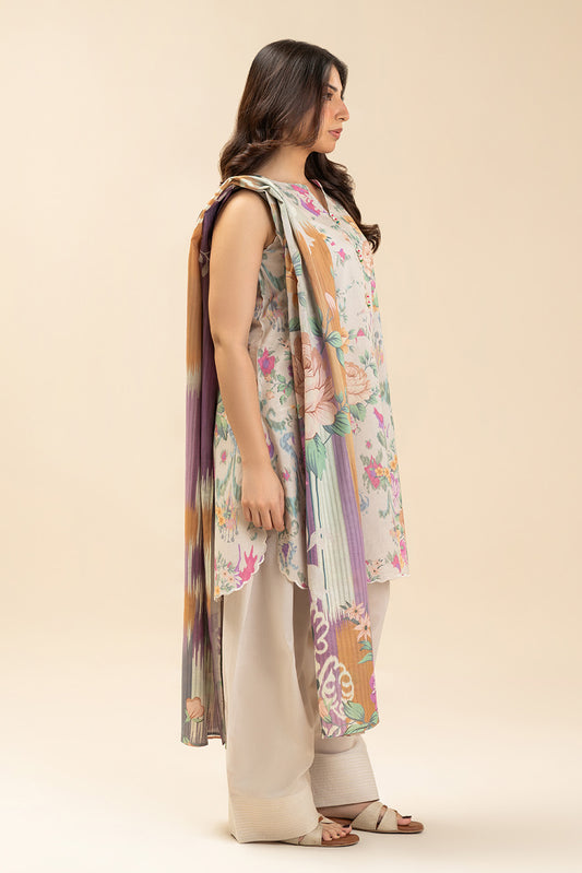3 PIECE PRINTED LAWN SUIT-VERDANT GROVE (UNSTITCHED)