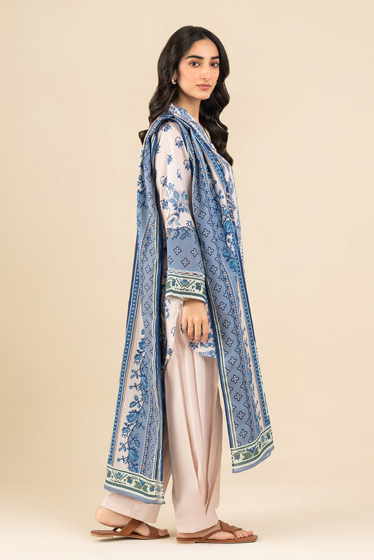3 PIECE PRINTED LAWN SUIT-MAGICIANS BLUE (UNSTITCHED)