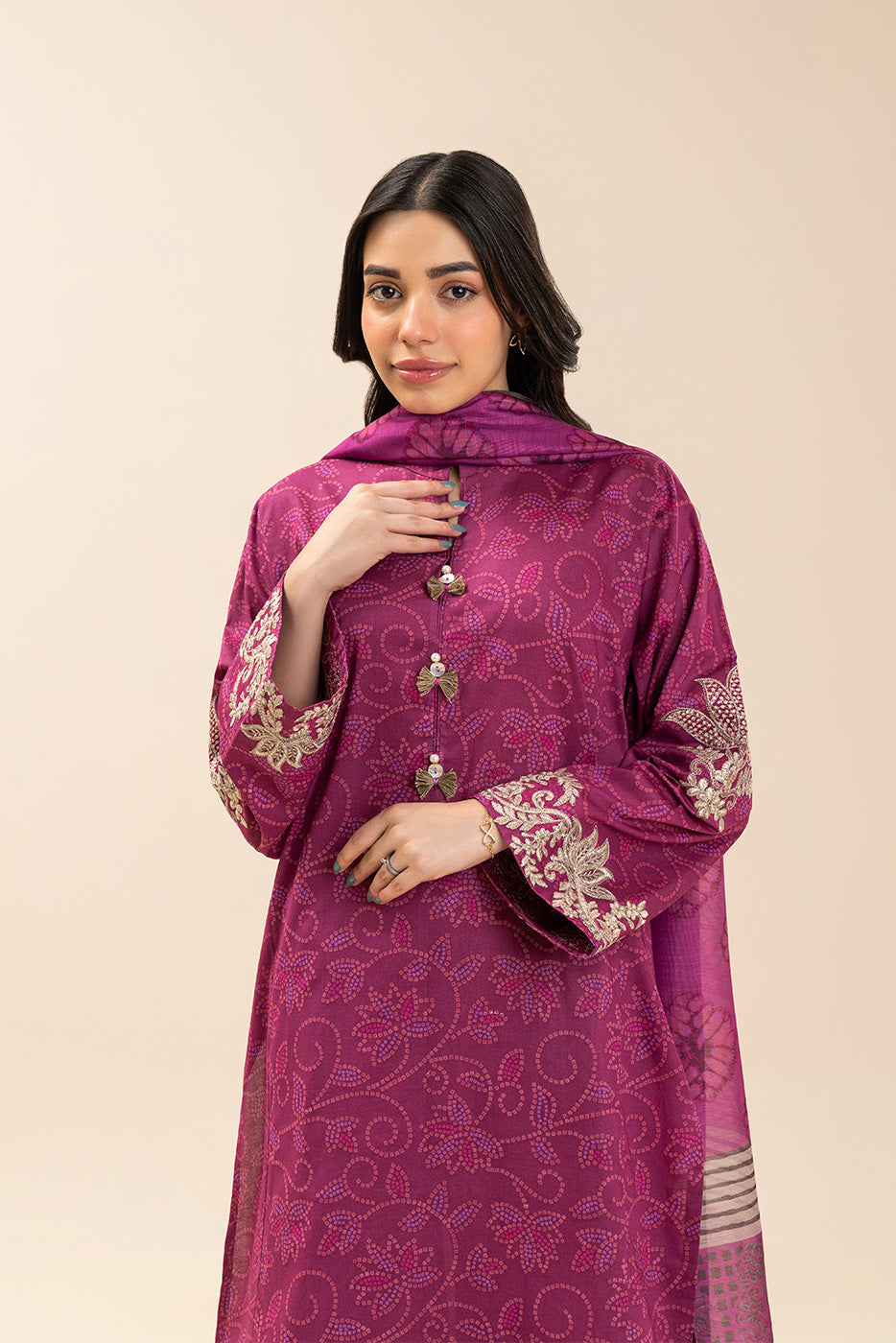 3 PIECE EMBROIDERED LAWN SUIT-NOCTURNAL BERRY (UNSTITCHED)