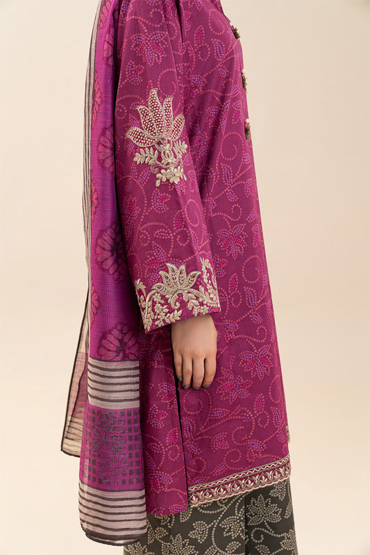 3 PIECE EMBROIDERED LAWN SUIT-NOCTURNAL BERRY (UNSTITCHED)