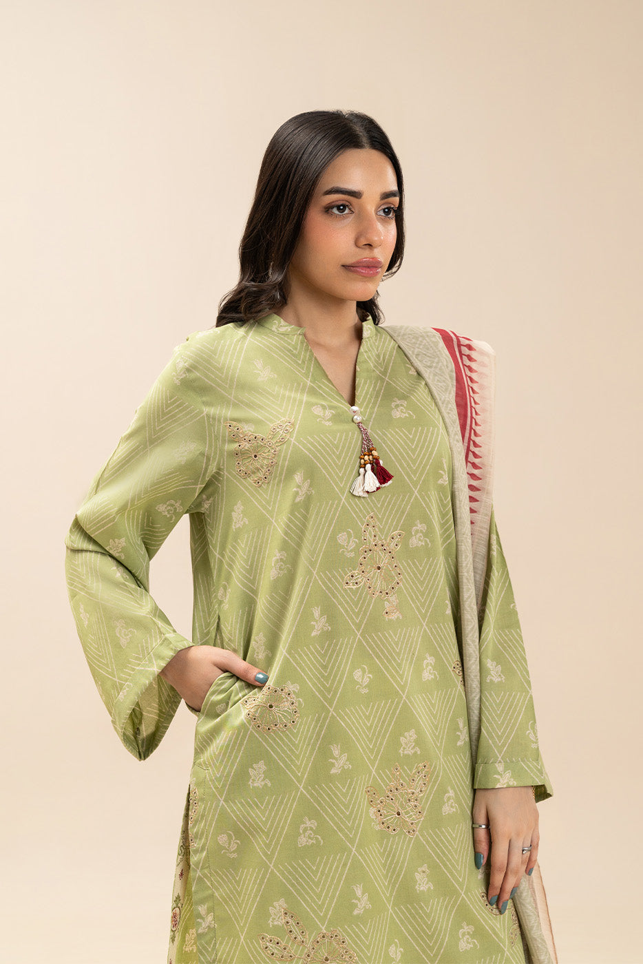 3 PIECE EMBROIDERED LAWN SUIT-MEADOW SUNSET (UNSTITCHED)