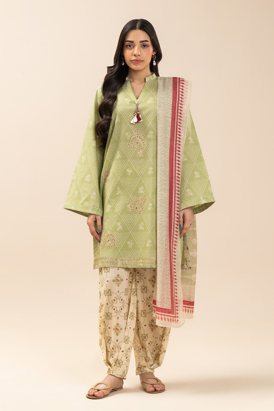 3 PIECE EMBROIDERED LAWN SUIT-MEADOW SUNSET (UNSTITCHED)