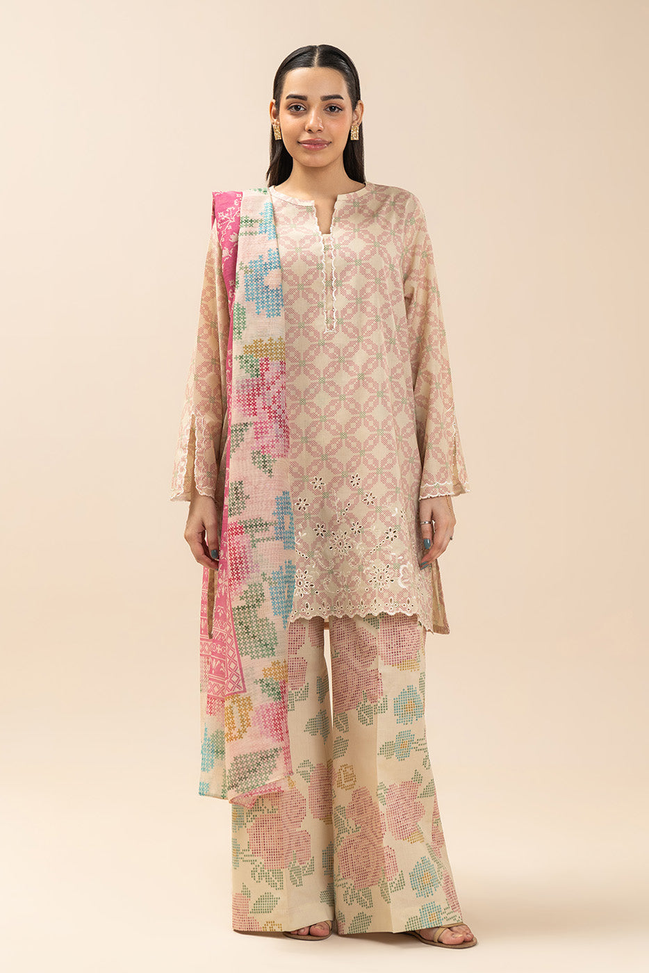 3 PIECE EMBROIDERED LAWN SUIT-ROSE ALLURE (UNSTITCHED)