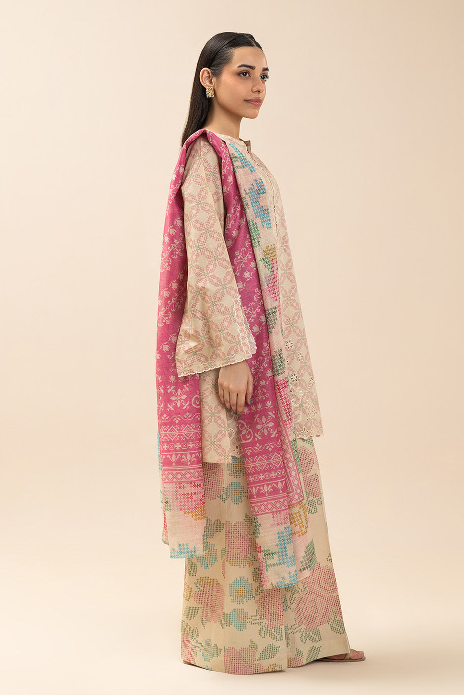 3 PIECE EMBROIDERED LAWN SUIT-ROSE ALLURE (UNSTITCHED)