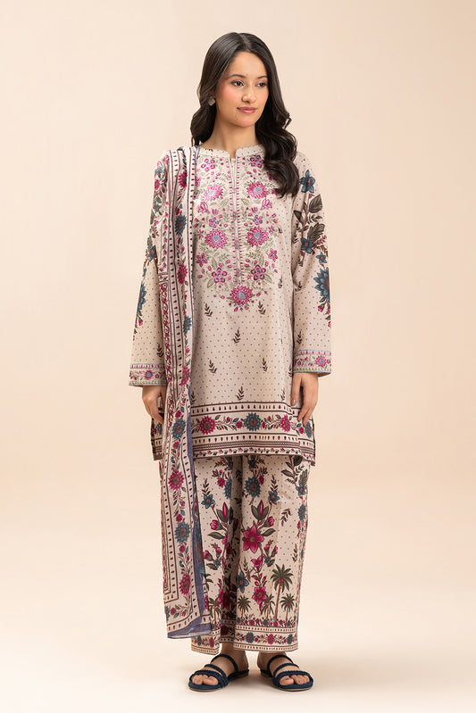 3 PIECE EMBROIDERED LAWN SUIT-FLEUR CHARM (UNSTITCHED)