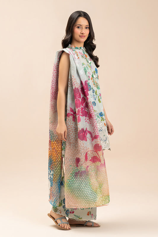 3 PIECE EMBROIDERED LAWN SUIT-FLORAL MEDLEY (UNSTITCHED)