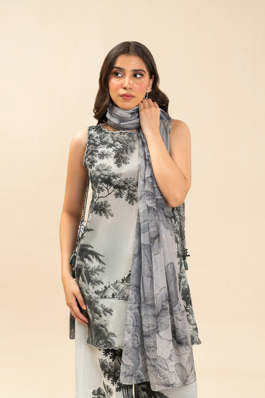 3 PIECE PRINTED LAWN SUIT-EBONY MEADOWS (UNSTITCHED)