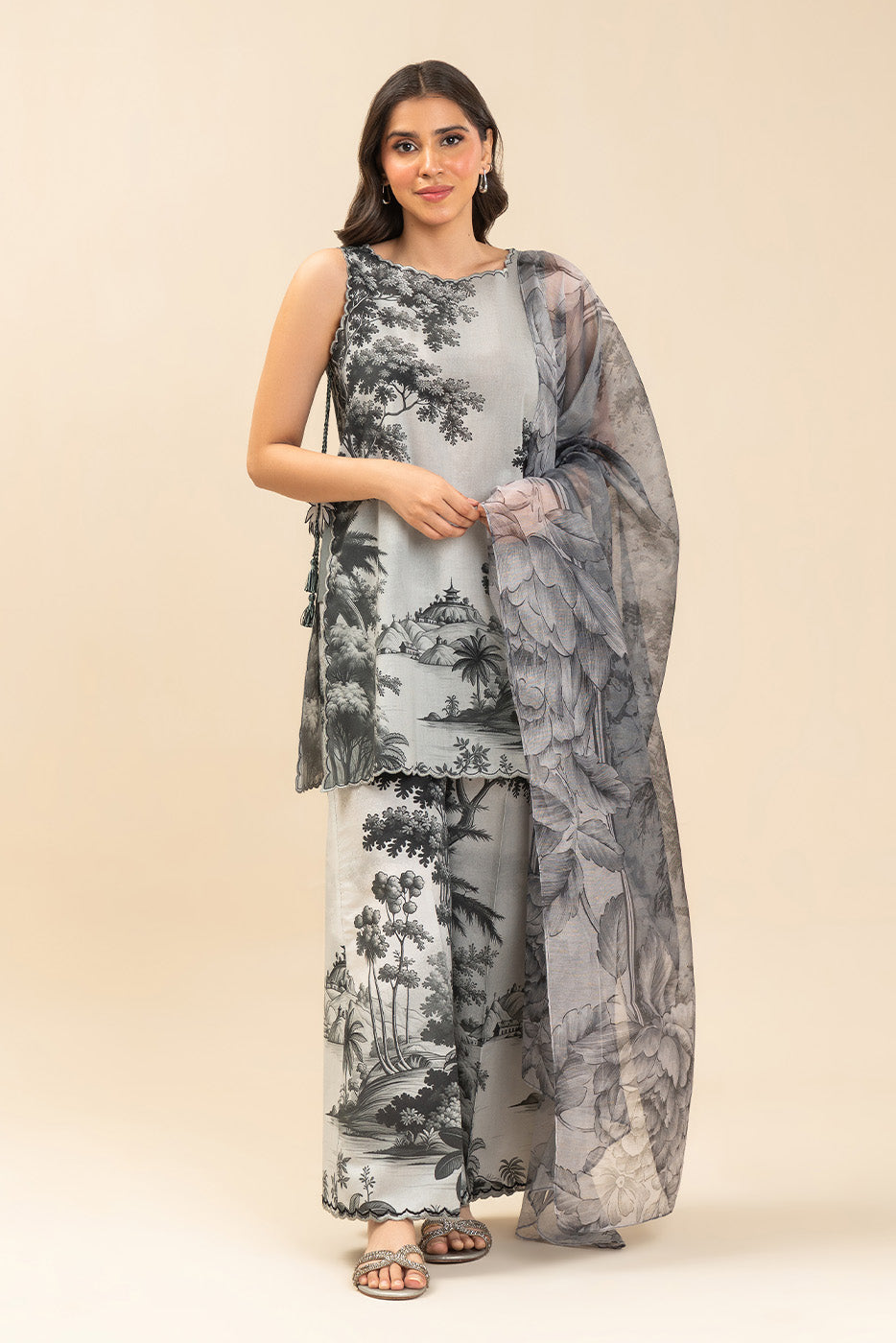 3 PIECE PRINTED LAWN SUIT-EBONY MEADOWS (UNSTITCHED)
