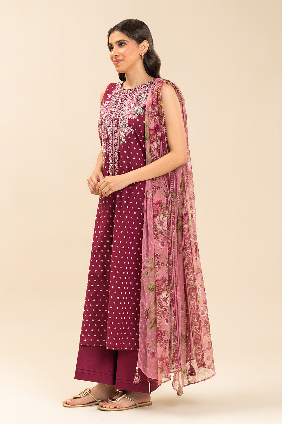 3 PIECE EMBROIDERED LAWN SUIT-BERRY BLUSH (UNSTITCHED)