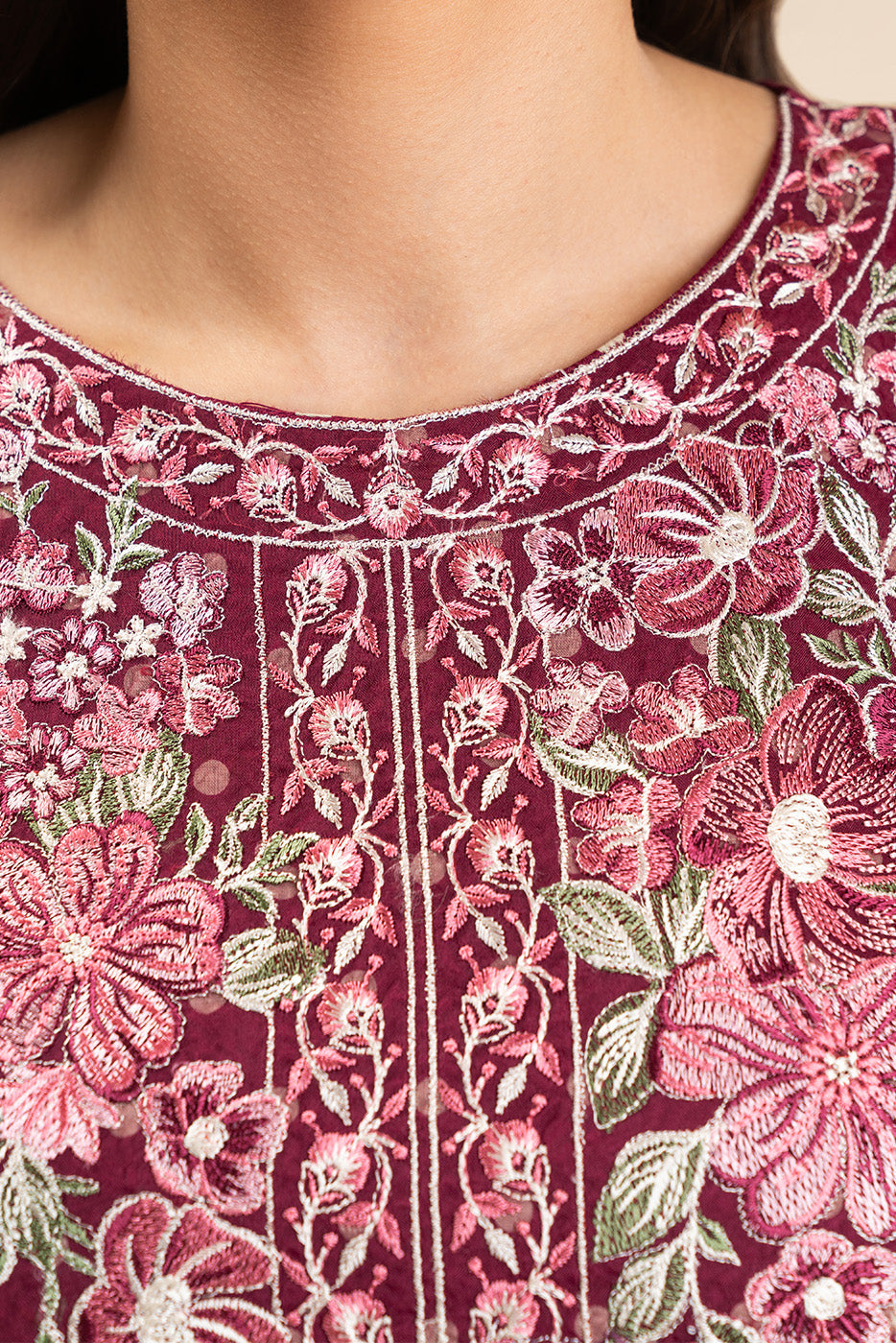 3 PIECE EMBROIDERED LAWN SUIT-BERRY BLUSH (UNSTITCHED)