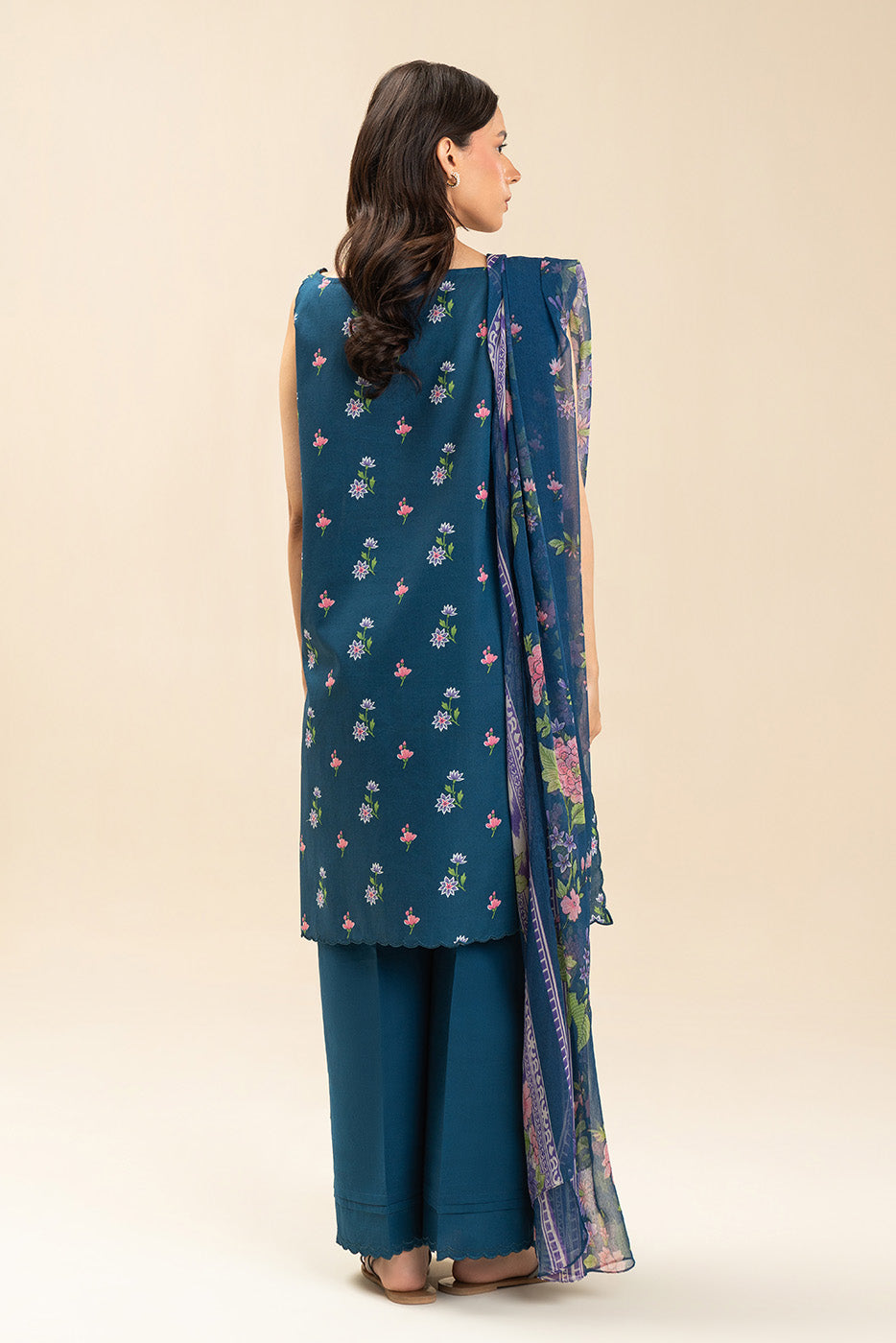 3 PIECE EMBROIDERED LAWN SUIT-FLEUR BLEU (UNSTITCHED)