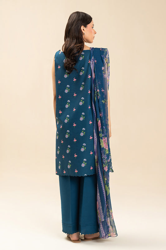 3 PIECE EMBROIDERED LAWN SUIT-FLEUR BLEU (UNSTITCHED)