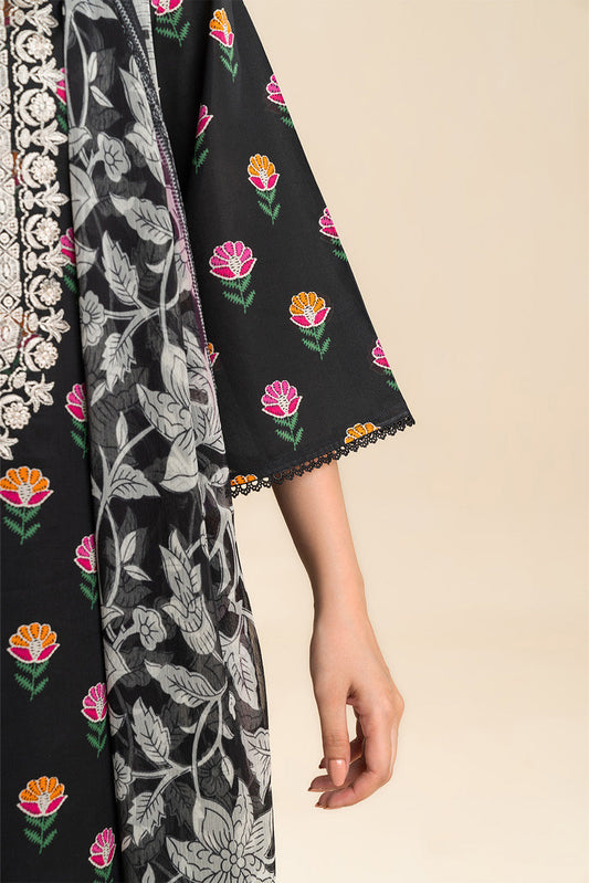 3 PIECE EMBROIDERED LAWN SUIT-EBONY FLORA (UNSTITCHED)