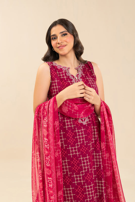 3 PIECE EMBROIDERED LAWN SUIT-BERRY TRELLIS (UNSTITCHED)