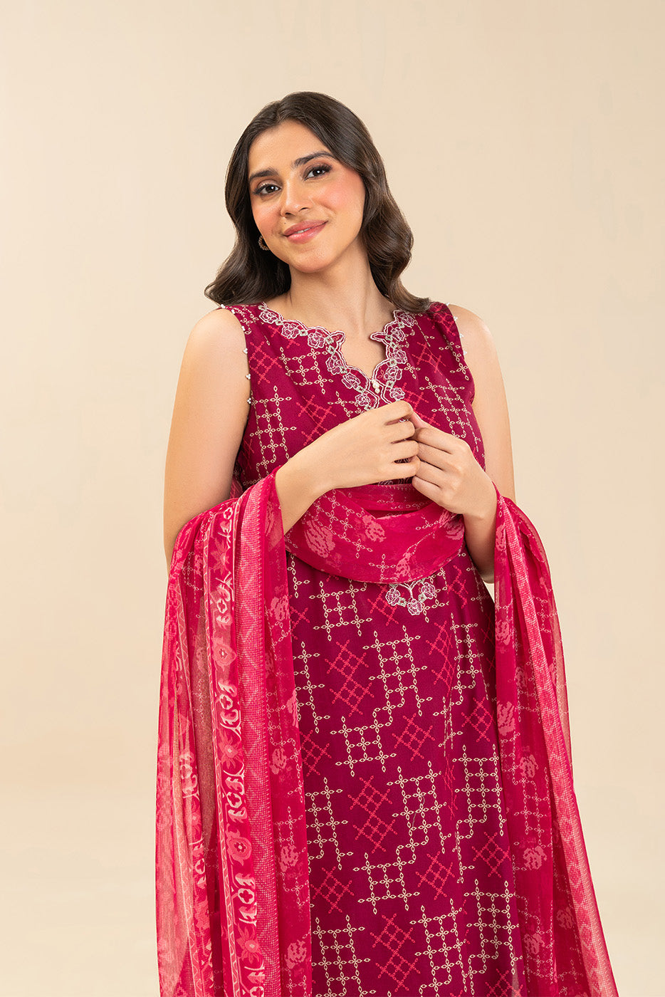 3 PIECE EMBROIDERED LAWN SUIT-BERRY TRELLIS (UNSTITCHED)
