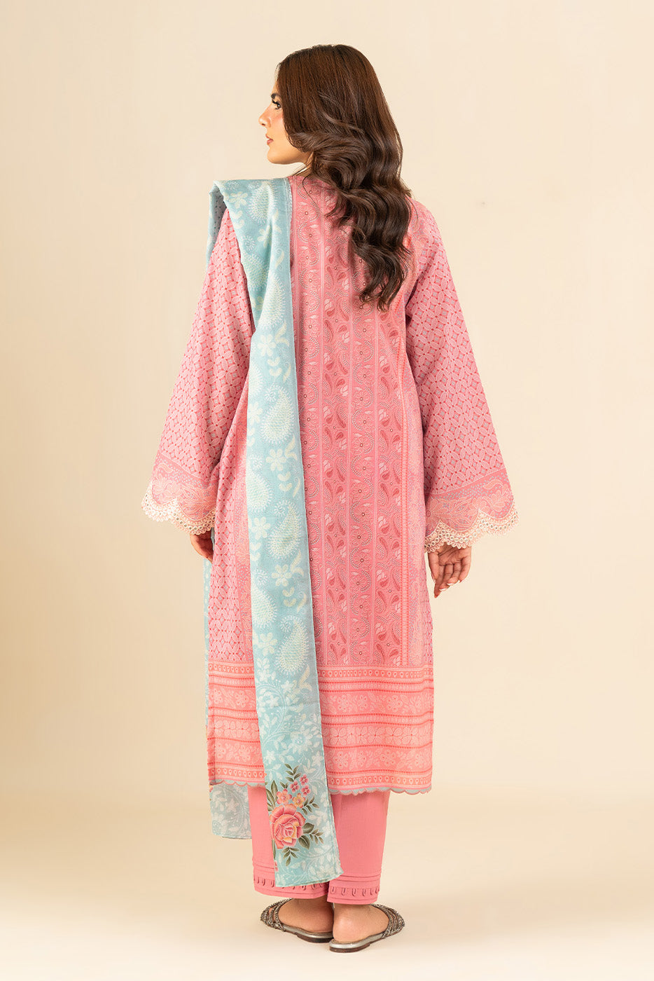 3 PIECE EMBROIDERED LAWN SUIT-VINTAGE TAUPE (UNSTITCHED)