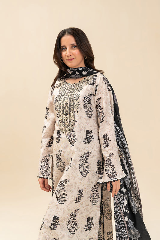 3 PIECE EMBROIDERED LAWN SUIT-IVORY DREAM (UNSTITCHED)