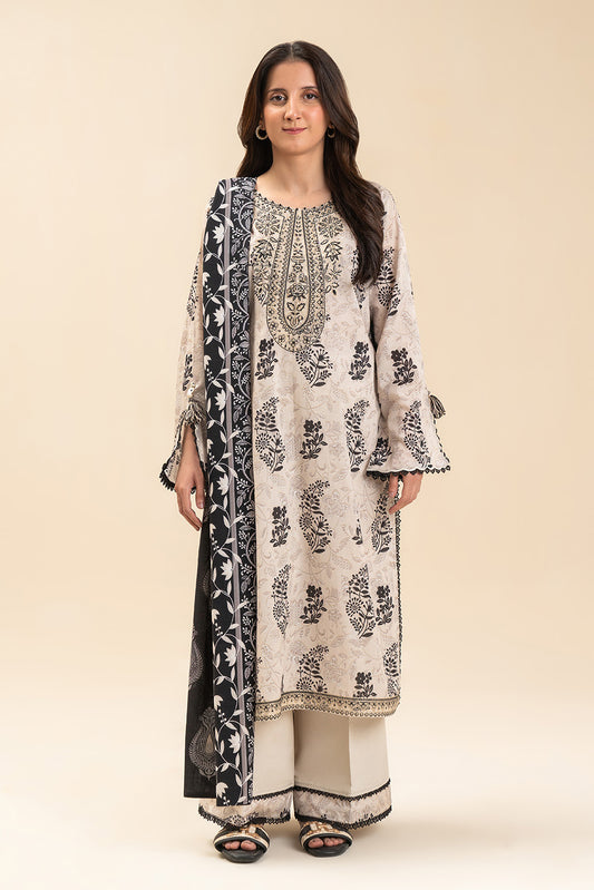 3 PIECE EMBROIDERED LAWN SUIT-IVORY DREAM (UNSTITCHED)