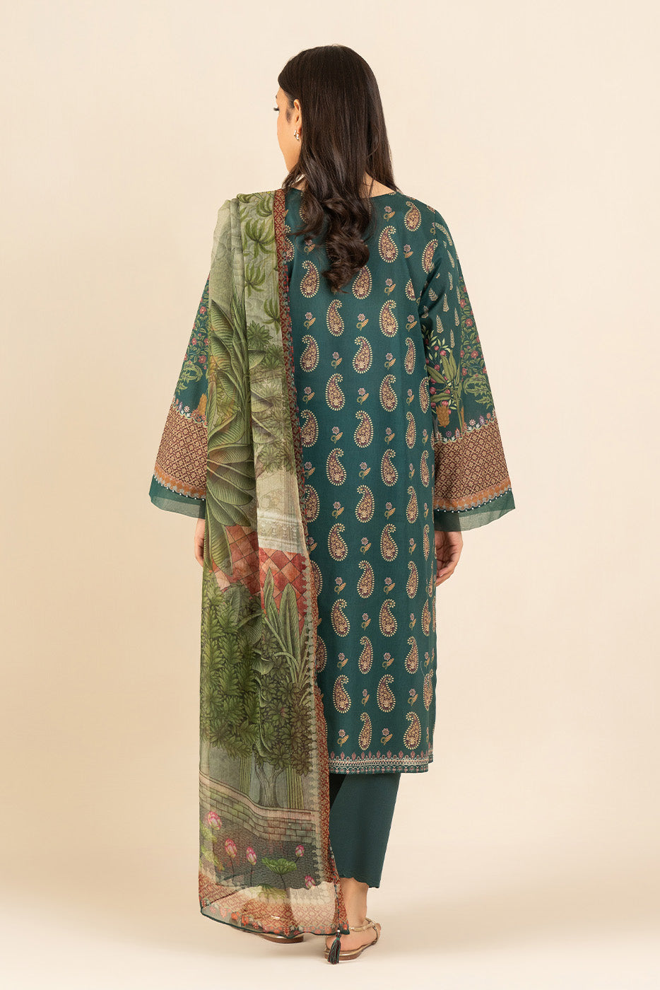3 PIECE EMBROIDERED LAWN SUIT-CHROME MEADOW ( UNSTITCHED )