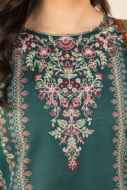 3 PIECE EMBROIDERED LAWN SUIT-CHROME MEADOW ( UNSTITCHED )