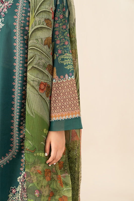 3 PIECE EMBROIDERED LAWN SUIT-CHROME MEADOW ( UNSTITCHED )