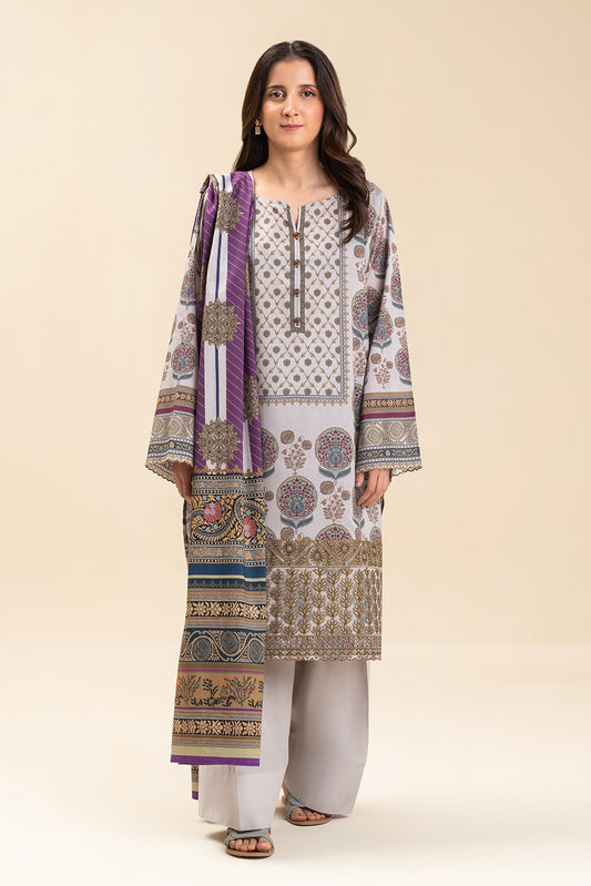 3 PIECE EMBROIDERED LAWN SUIT-SMOKY GLEAM (UNSTITCHED)