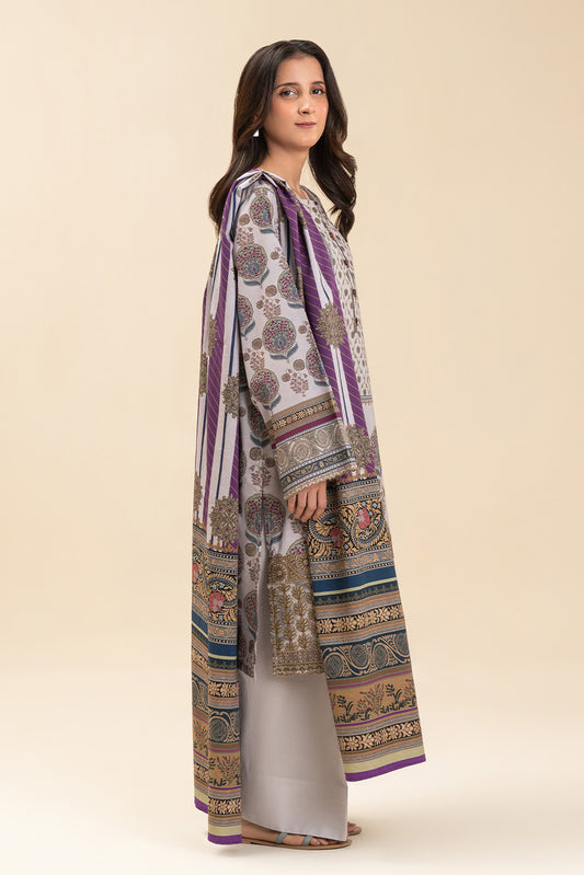 3 PIECE EMBROIDERED LAWN SUIT-SMOKY GLEAM (UNSTITCHED)