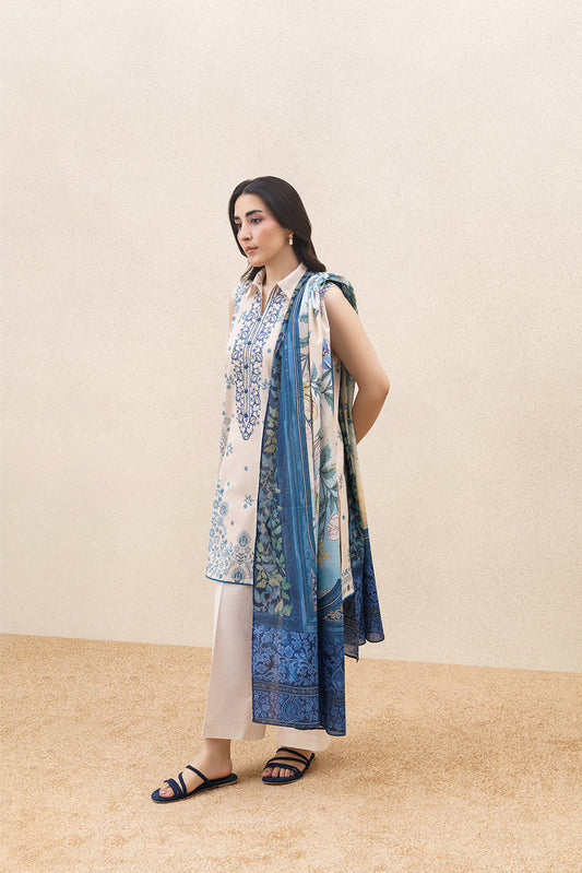 3 PIECE EMBROIDERED LAWN SUIT-PEARLY SERENE (UNSTITCHED)