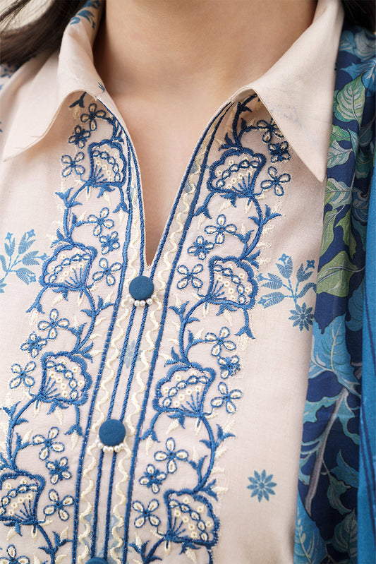 3 PIECE EMBROIDERED LAWN SUIT-PEARLY SERENE (UNSTITCHED)