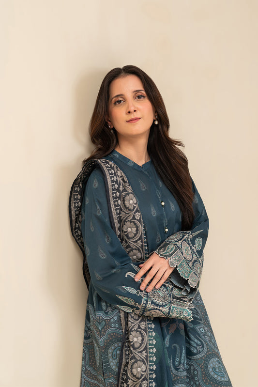 3 PIECE EMBROIDERED LAWN SUIT-DEEP PAISLEY (UNSTITCHED)