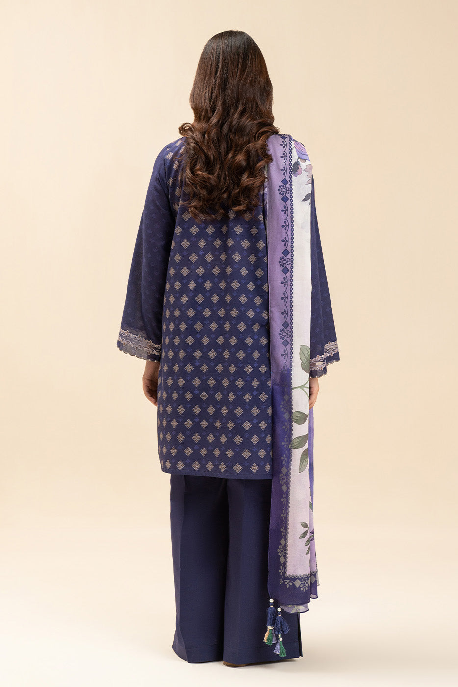 3 PIECE EMBROIDERED LAWN SUIT-PLUM ORCHID (UNSTITCHED)