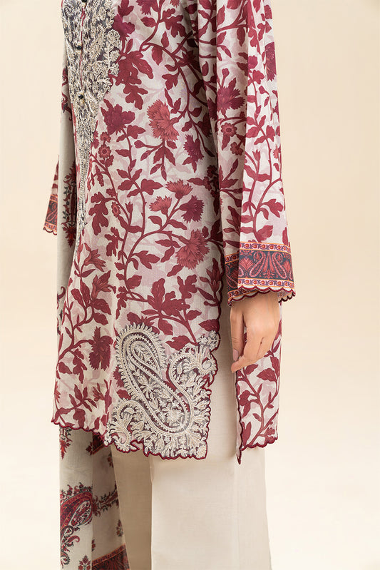 3 PIECE EMBROIDERED LAWN SUIT-RUBY ASH (UNSTITCHED)