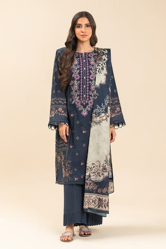 3 PIECE EMBROIDERED LAWN SUIT-BOTANIC AZURE (UNSTITCHED)