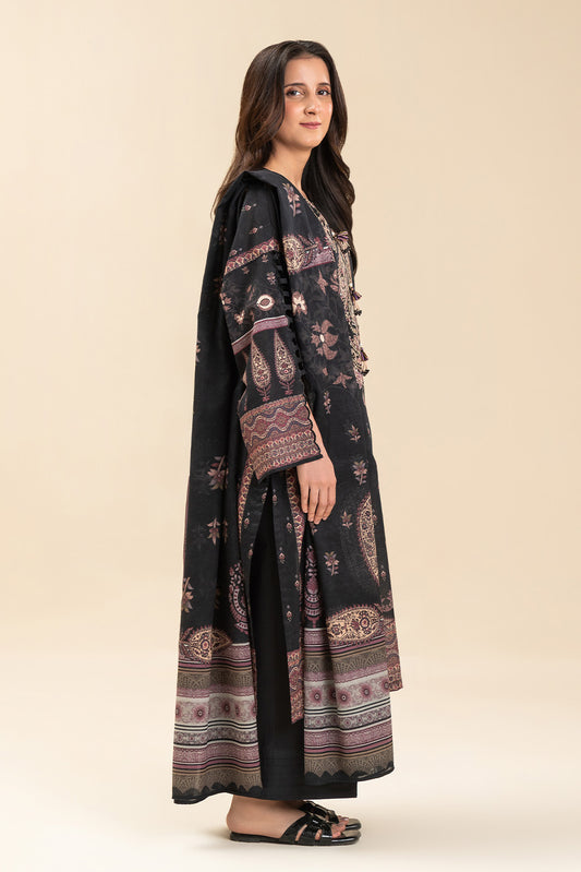 3 PIECE EMBROIDERED LENO KARRA  SUIT-PAISLEY MAJESTY (UNSTITCHED)