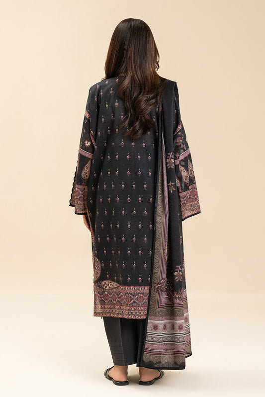 3 PIECE EMBROIDERED LENO KARRA  SUIT-PAISLEY MAJESTY (UNSTITCHED)